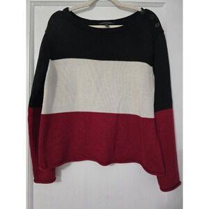Lauren‎ Ralph Lauren Colorblock Striped Sweater XL Red Black Cream